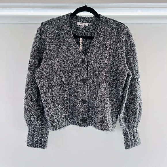 Madewell Marled Cable V-Neck Cardigan - Picture 7 of 8